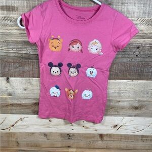 Disney Tsum Tsum Frozen Mickey Mouse Girls Sm (6-6x) Pink Shirt Short Sleeve Top